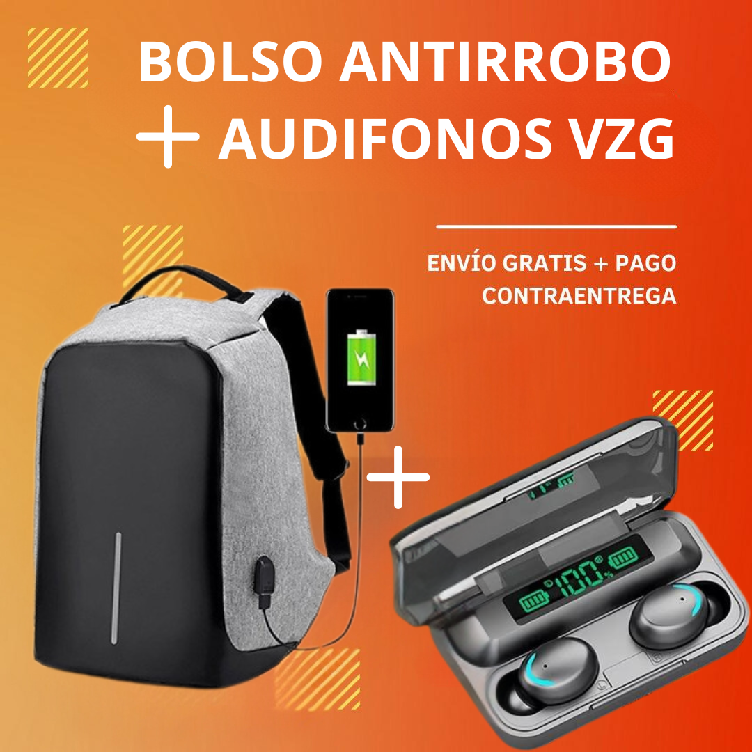 Promoción Relámpago⚠️ Mochila Antirrobo + Auriculares VZG PRO™ con un 50%OFF